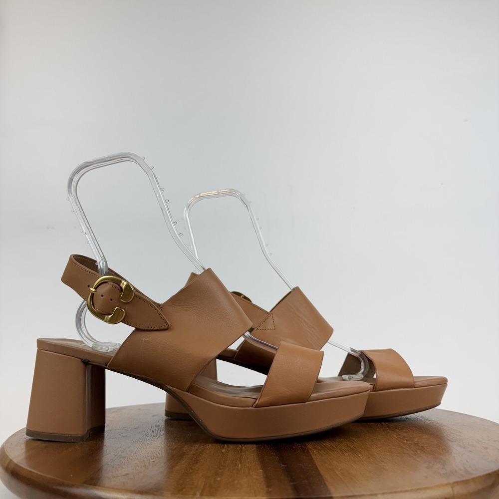 New Womens Aerosoles Carimma BrownLeather Slingback Heeled Sandals Size 13 M